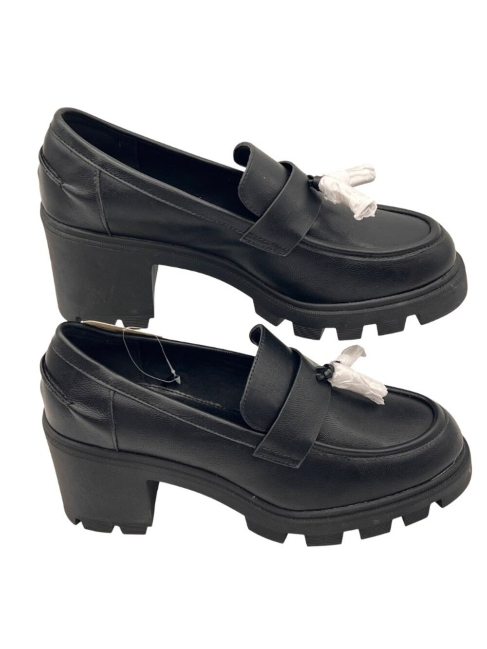 A.N.A. Platform Penny Loafers Womens Size 9M Black Chunky Block Heel Tassels NEW - Picture 2 of 15